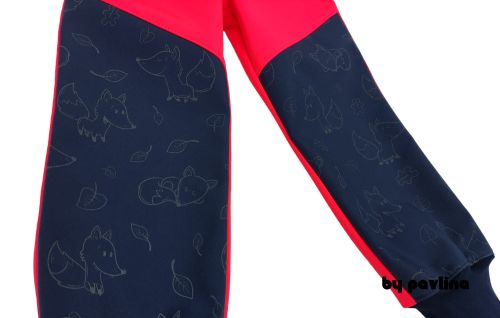 Dívčí zimní rostoucí softshellové kalhoty - Neon korálové + Reflexní lišky