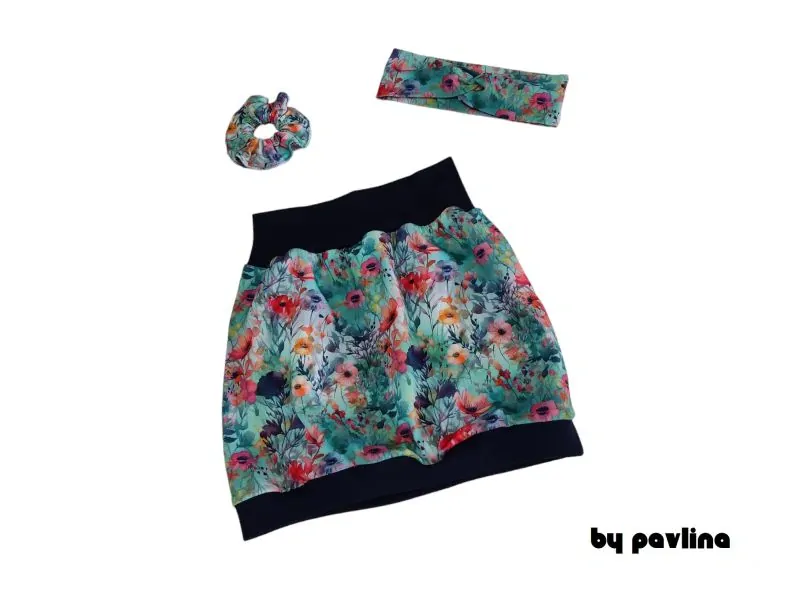 Dívčí / dámská sukně - Akvarelové kvítí 2