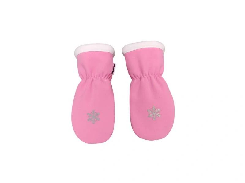Dívčí softshellové rukavice - Sv. růžové s vločkou