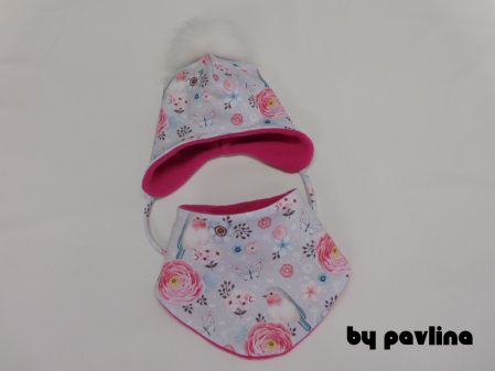 Dívčí zimní kojenecký oboustranný nákrčník - Ptáčci