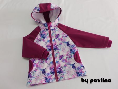 Dívčí softshellová bunda - Akvarelové květy s ostružinou
