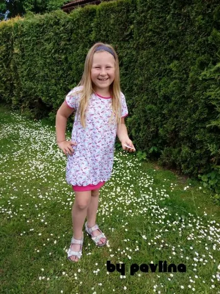 Dívčí balonkové šaty - Jabloňové květy na bílé