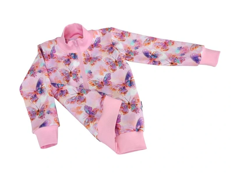 Dívčí mikina na zip - Motýlci na růžové vel. 116