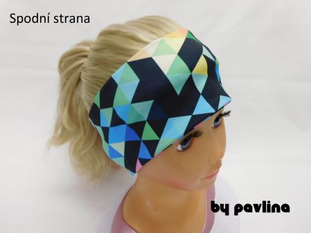 Dívčí/ dámská funkční čelenka - Digi trojúhelníky
