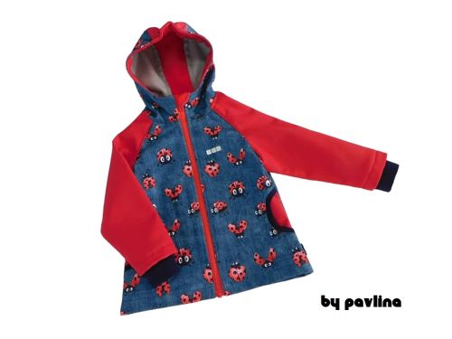 Dívčí softshellová bunda slim - Červené berušky