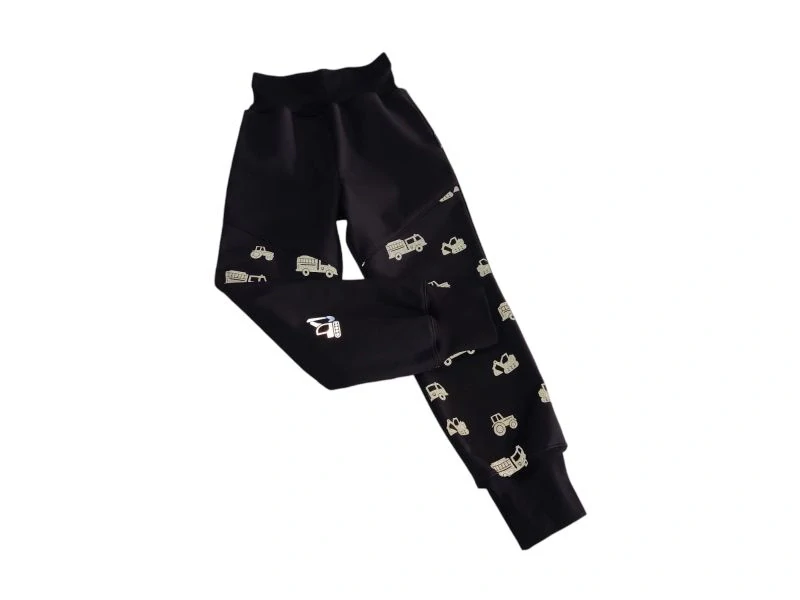 Zimní rostoucí softshellové kalhoty - Černé + Reflexní auta