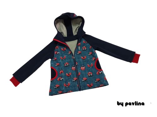 Dívčí softshellová bunda slim - Červené berušky 2 vel. 98/104