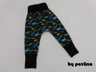 Dětské jarní - podzimní softshellové kalhoty/turky - Dino na černé