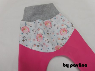 Dívčí softshellové kalhoty / turky - Ptáčci s růžovou