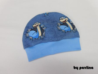 Dětská klasická čepice s lemem - Dinouškové 2