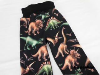 Dětské zimní rostoucí softshellové kalhoty - Dino + černá