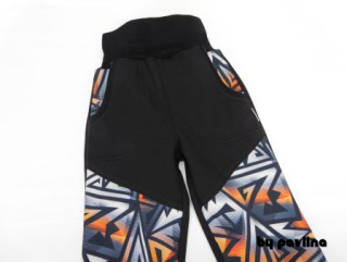 Chlapecké zimní rostoucí softshellové kalhoty - Černé + dynamické trojúhelníky