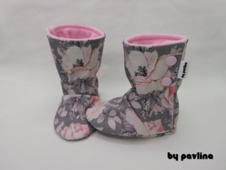 Softshellové válenky / capáčky -  Růže na šedé