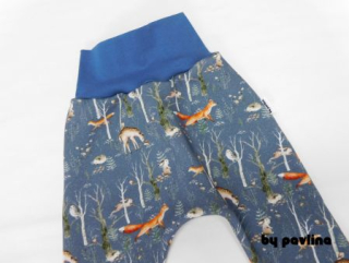 Dětské teploučké tepláčky / turky - Zvířátka na šedomodré