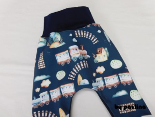 Chlapecké softshellové turky - Vláčky + tm. modrá