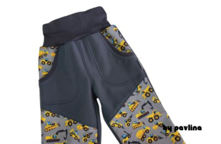 Zimní rost. softshellové kalhoty- Šedé + Bagry