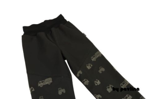 Zimní rostoucí softshellové kalhoty - Černé + Reflexní auta