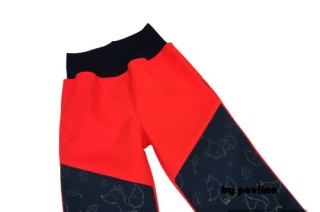 Dívčí zimní rostoucí softshellové kalhoty - Neon korálové + Reflexní lišky