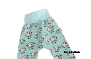 Dětské tepláčky / turky - Ovečky na mint