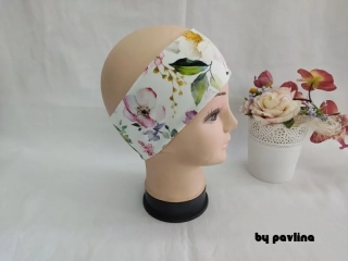 Dívčí / dámská čelenka - rovná - Jabloňové květy