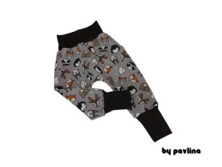 Dětské tepláčky / turky - Zvířátka na hnědé