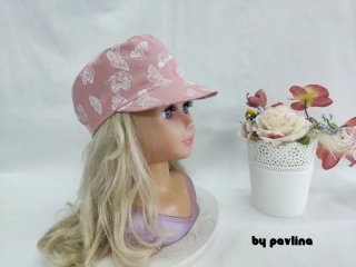 Dívčí kšiltovka - Motýlci na starorůžové