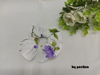 Gumička do vlasů / scrunchies - Růže převislá lila