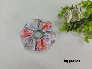 Gumička do vlasů / scrunchies - Ptáčci na šedé