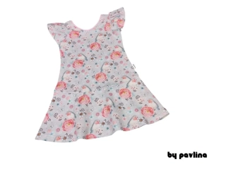 Dívčí letní šaty - Ptáčci na šedé