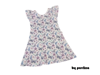Dívčí šaty - Motýlci růžovomodří