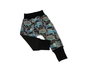 Chlapecké zimní softshellové kalhoty/turky - Stavební stroje modré + černá