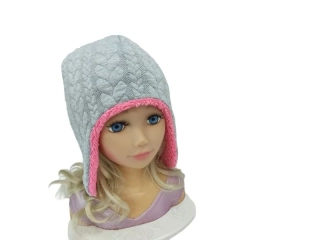 Dívčí zimní čepice - Šedé copánky 2