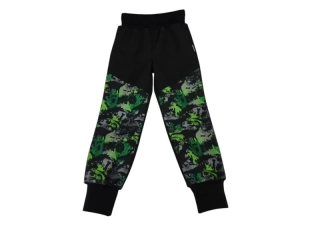 Dětské zimní rostoucí softshellové kalhoty  - Černé + Dino maskáč
