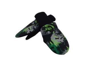 Dětské softshellové rukavice 2 - Dino maskáč + černá