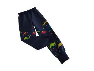Dětské zimní rostoucí softshellové kalhoty  - Tm. modré + Dino 
