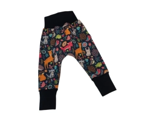 Dětské zimní softshellové kalhoty/turky - Zvířátka na černé