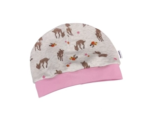 Slabší zimní čepice s lemem - Srnky