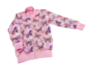 Dívčí mikina na zip - Motýlci na růžové vel. 116