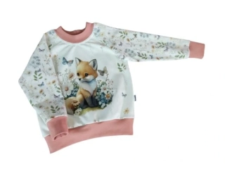 Dívčí mikina - Lištička + Jarní louka vel. 116